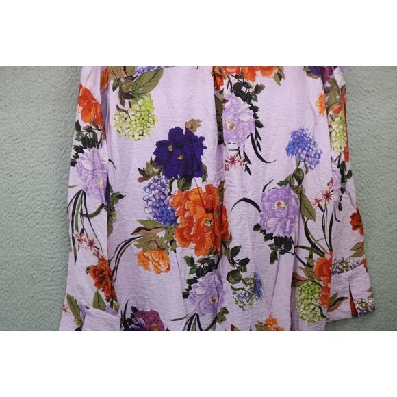 H&M Button Up Long Sleeve Silky Floral Dress-Size Large-Whimsigoth-Cottagecore - Picture 14 of 15
